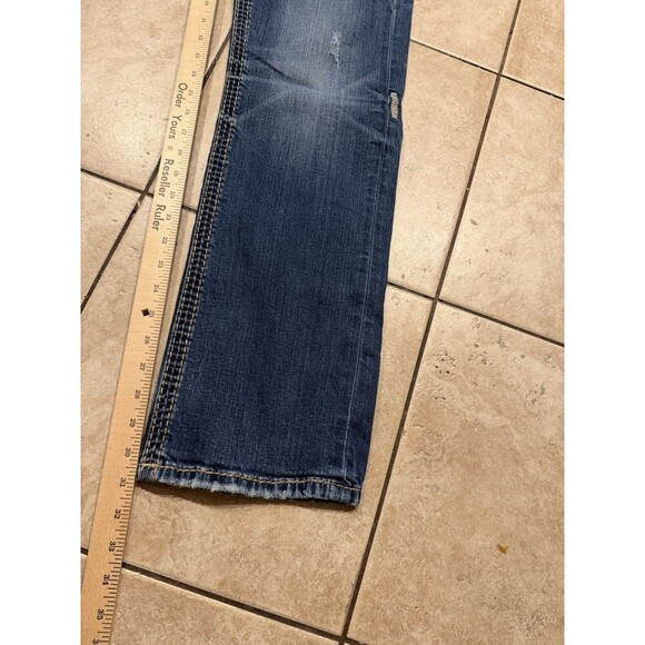 Rock Revival Jeans Mens 31x31 Moscow Straight Thick Stitch Blue Denim Embroider - Picture 11 of 12